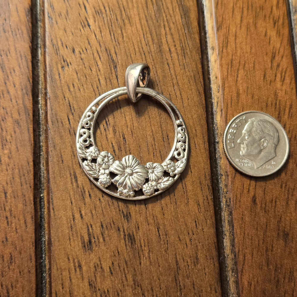 Elegant Sterling Silver Floral Pendant
